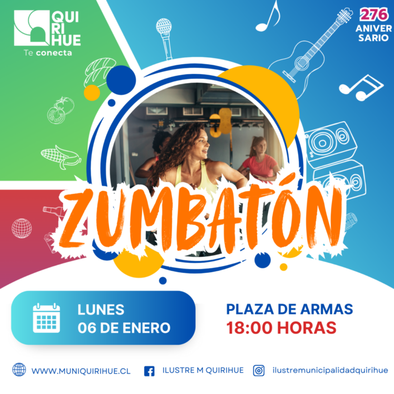 ¡ÚNETE A LA GRAN ZUMBATÓN EN QUIRIHUE!